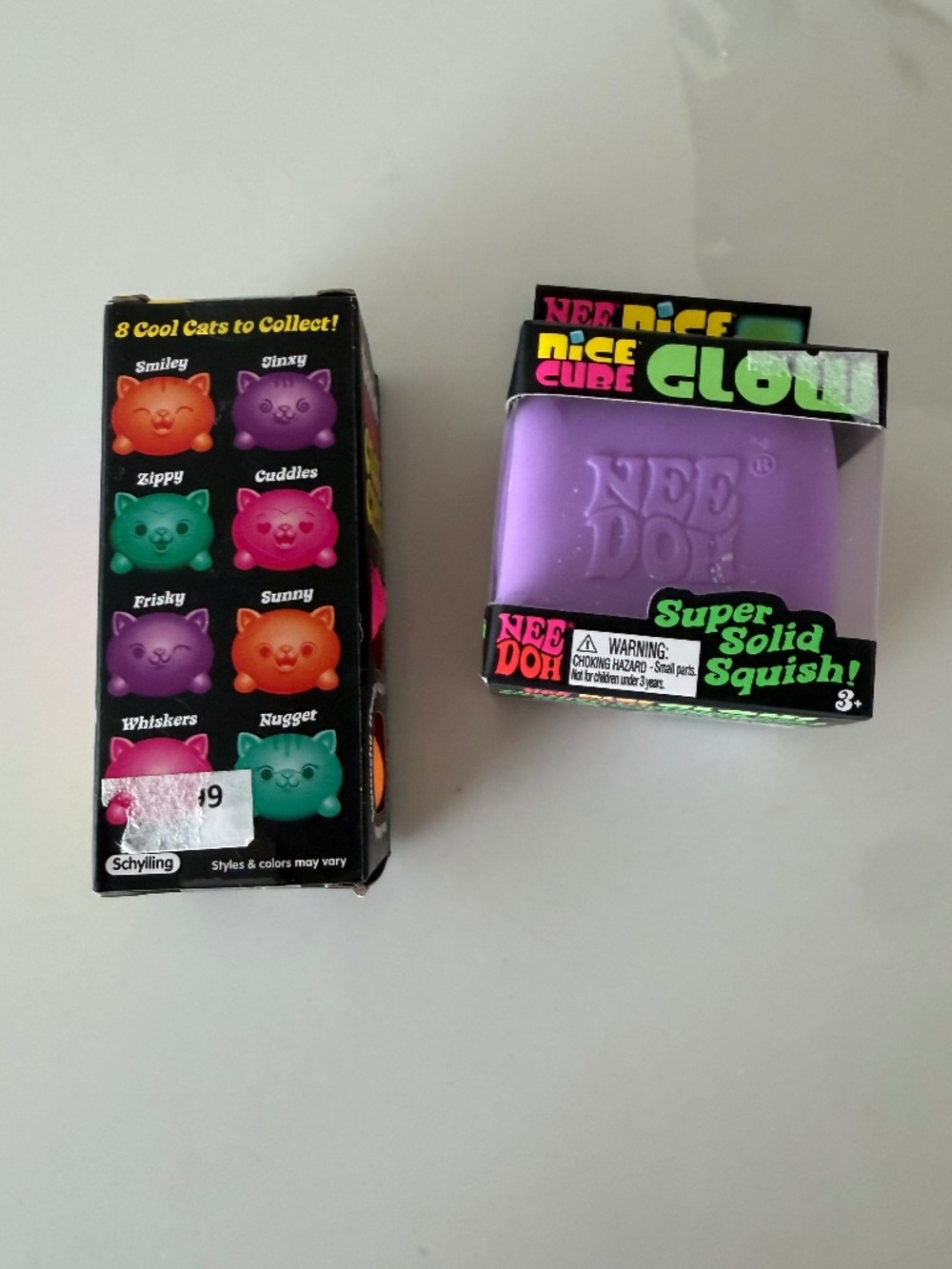 NeeDoh Cool Cats 3 pack & Nice Cube GLOW purple